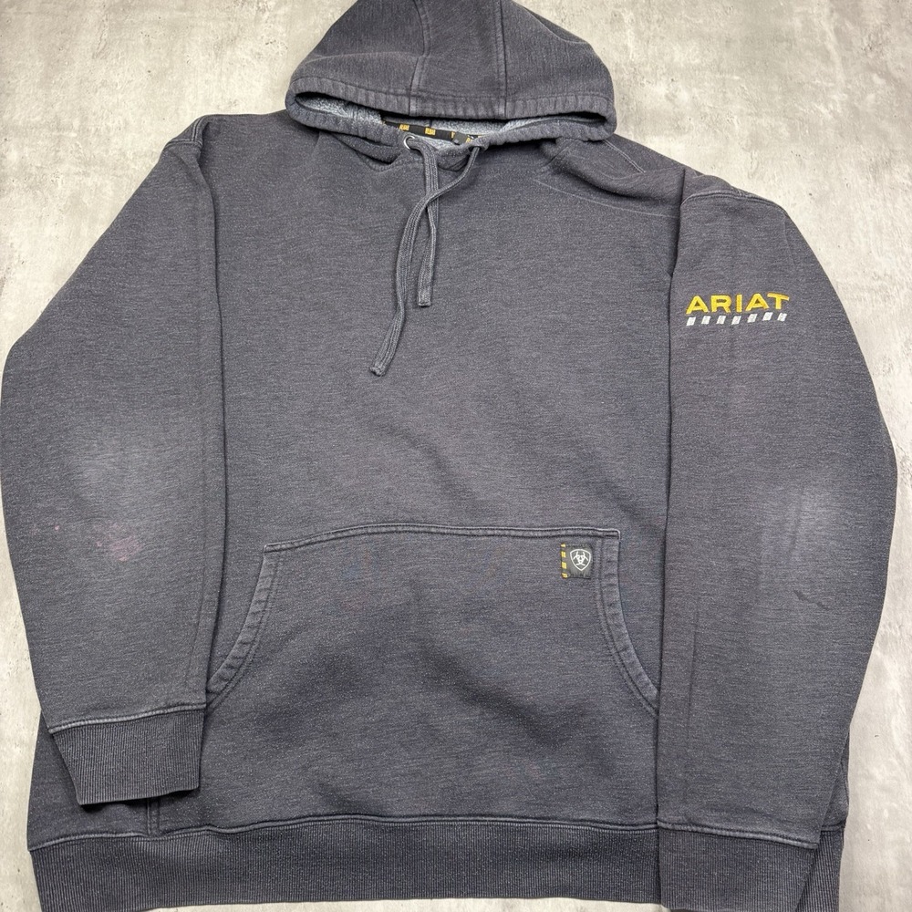 Ariat Rebar Hoodie Mens XXL Tall Grey Fleece Lined Sweatshirt Workwear 10062546